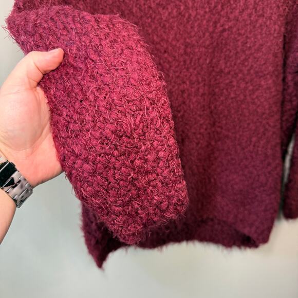 Dreamers by Debut Women's Eyelash Sweater Top Burgundy Red Size Medium - Picture 3 of 6